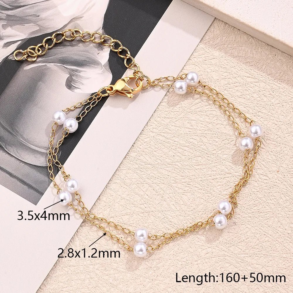 Pulsera Perla Dorada Acero Inoxidable