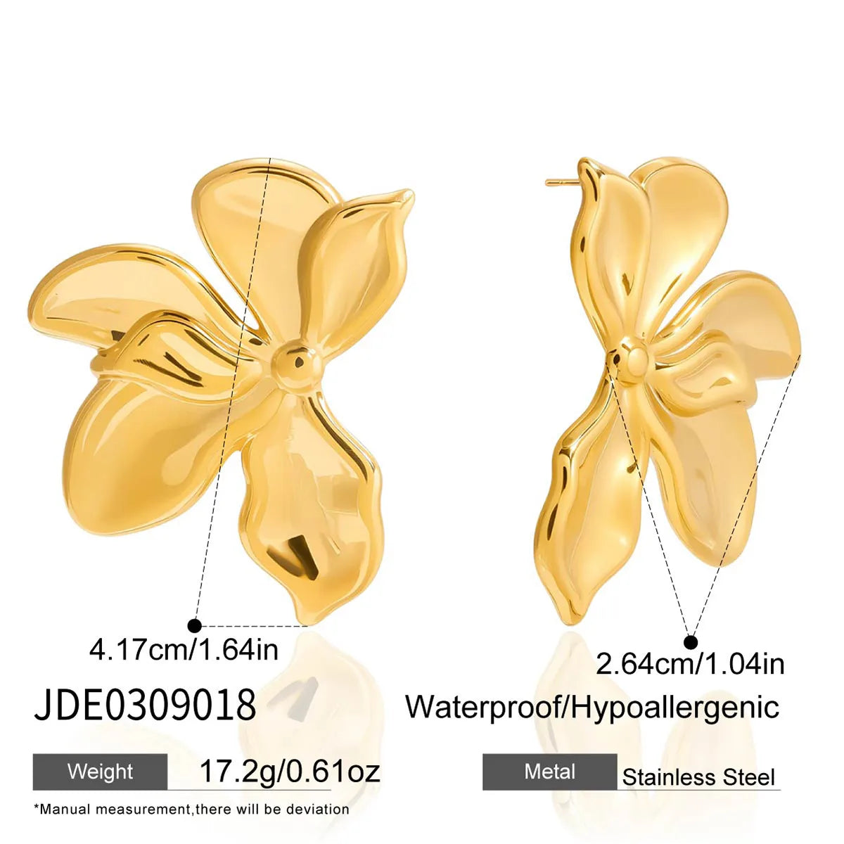 Aretes Media Flor Acero Inoxidable