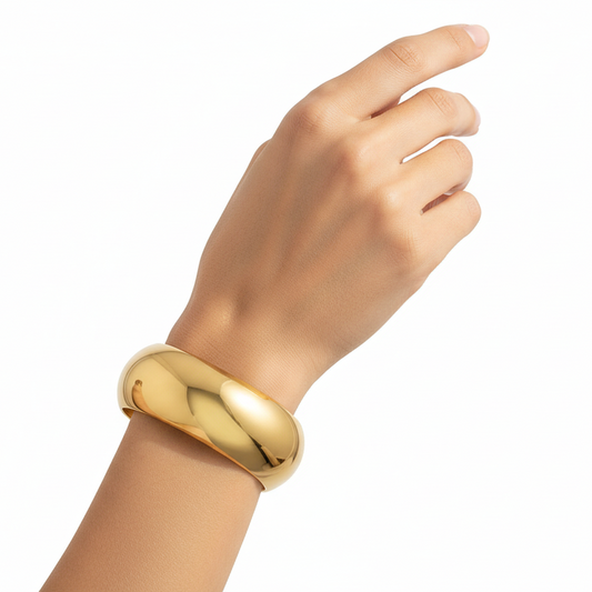 Pulsera Gruesa Dorada Acero Inoxidable