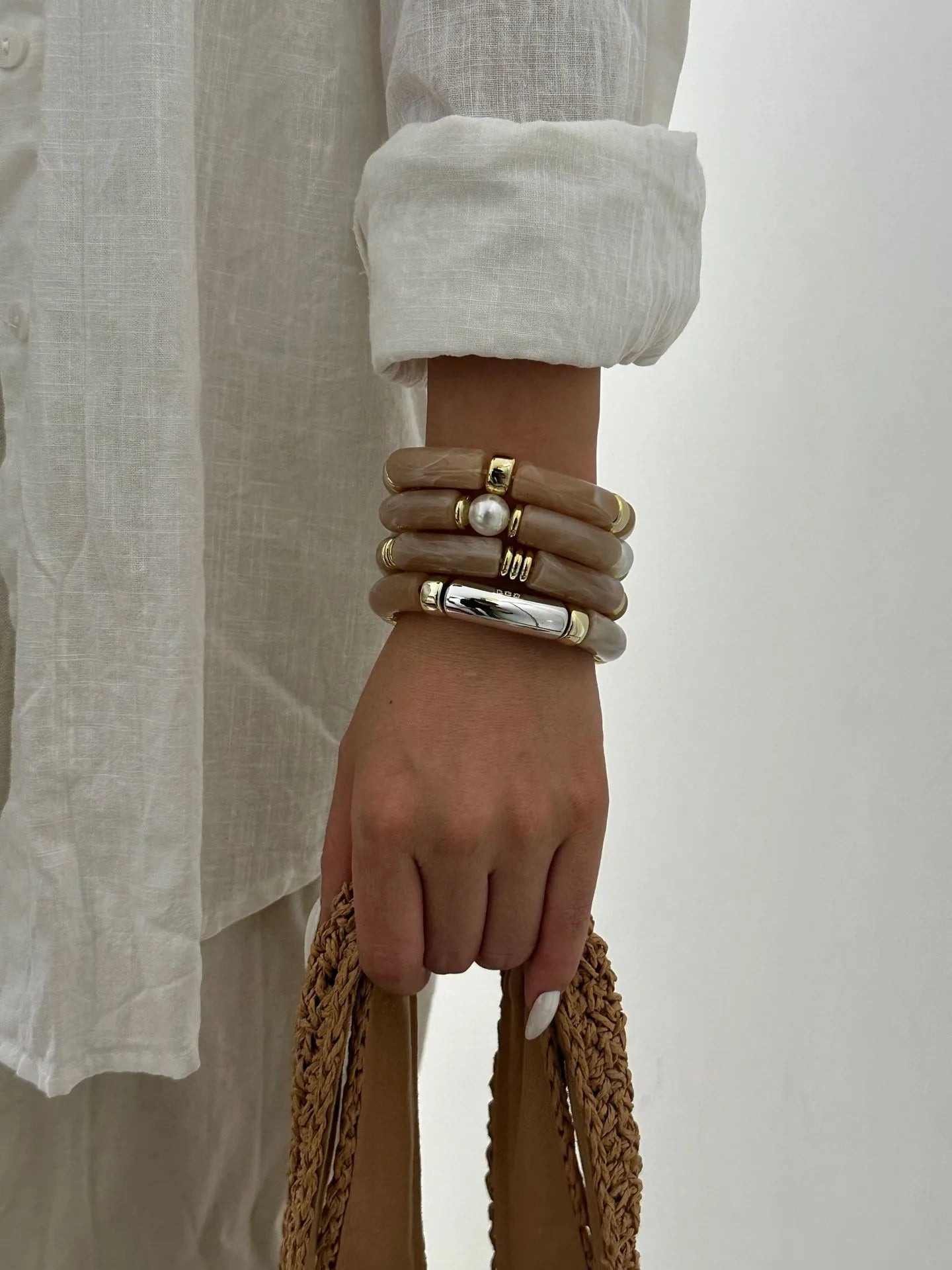 Set Pulseras Tubulares Elásticas Acrílico