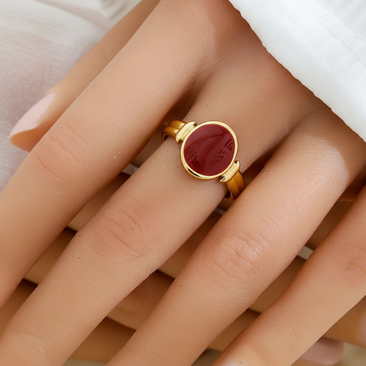 Anillo Abierto Rojo Acero Inoxidable