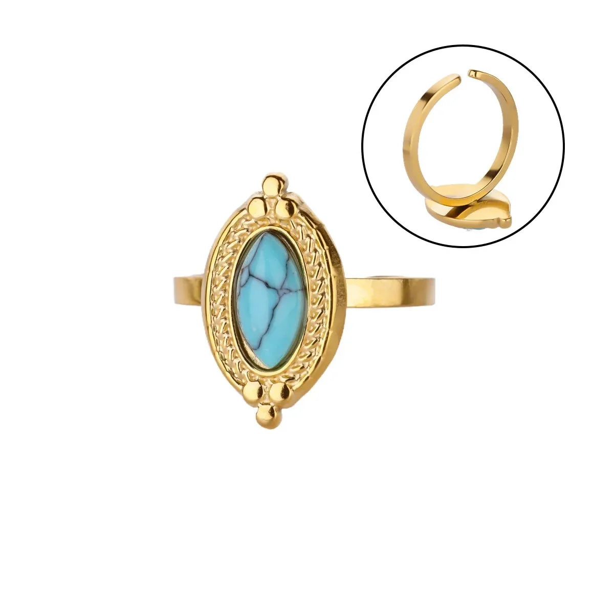 Anillo Turquesa Vintage Acero Inoxidable