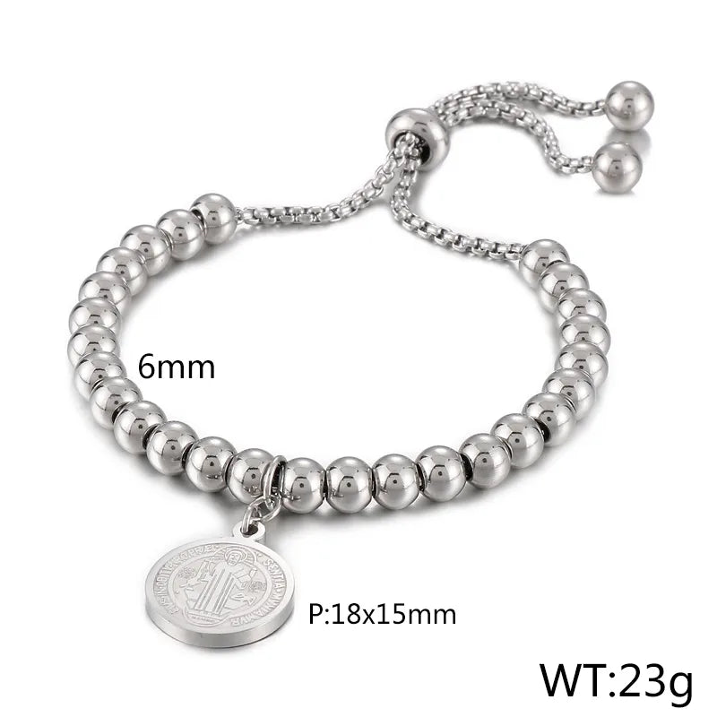 Pulsera Bolitas San Benito Acero Titanio