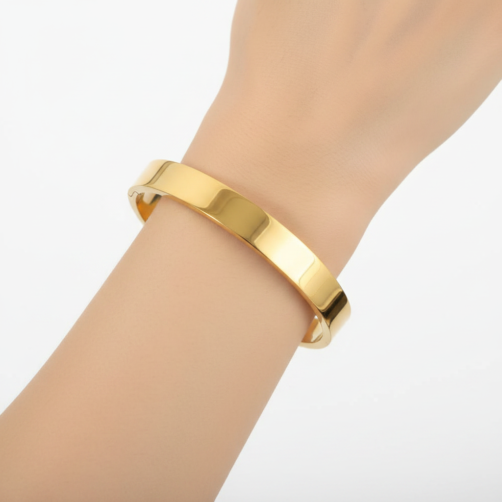 Pulsera Rígida Dorada Acero Inoxidable