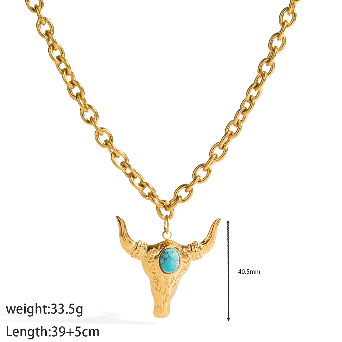Collar Cabeza Toro Turquesa Acero Inoxidable