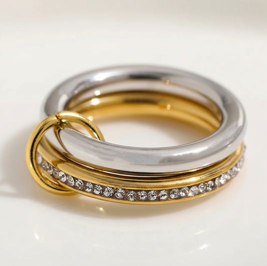 Anillo Bicolor Doble Acero Inoxidable