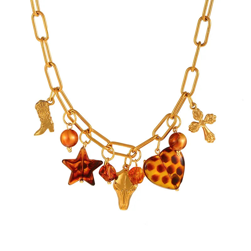 Collar Cabeza Bota Corazón Estrella Cruz Acero