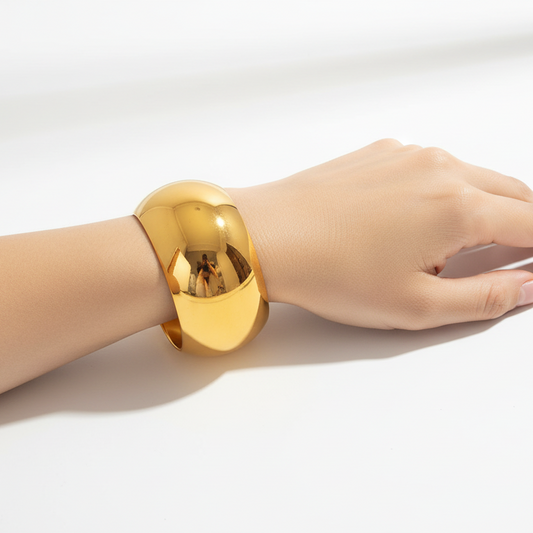 Pulsera Gruesa Dorada Acero Inoxidable