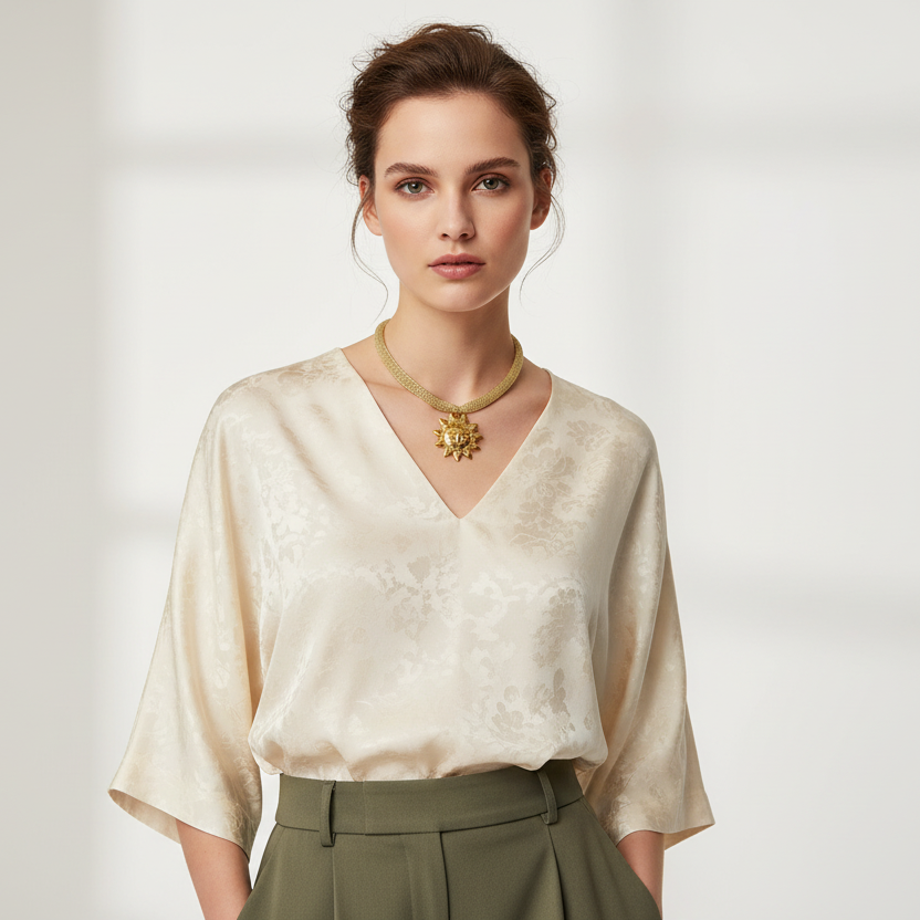 Collar Hilo Dorado Sol Acero Inoxidable