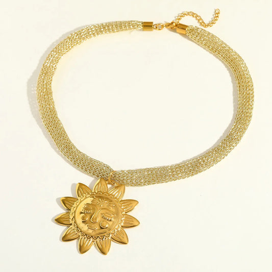 Collar Hilo Dorado Sol Acero Inoxidable