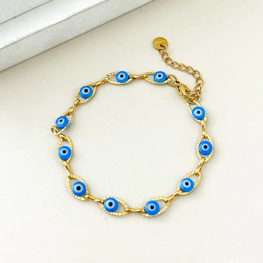 Pulsera Ojos Azul Acero Inoxidable