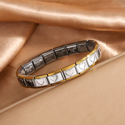 Pulsera Italiana Corazones Acero Inoxidable