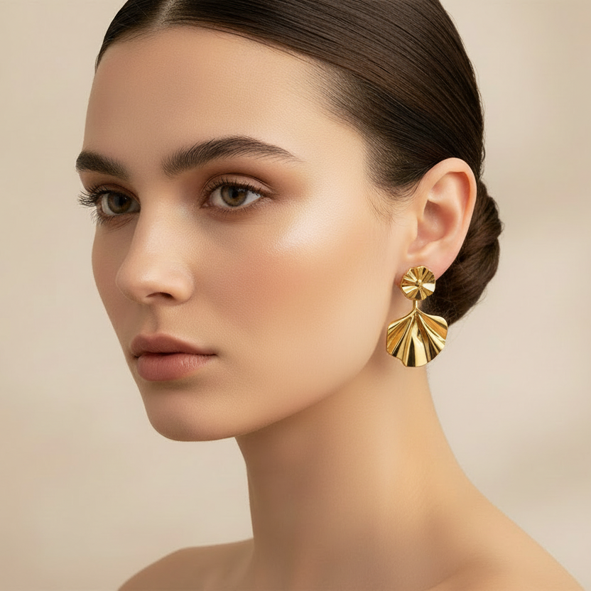 Aretes Hoja Acero Inoxidable