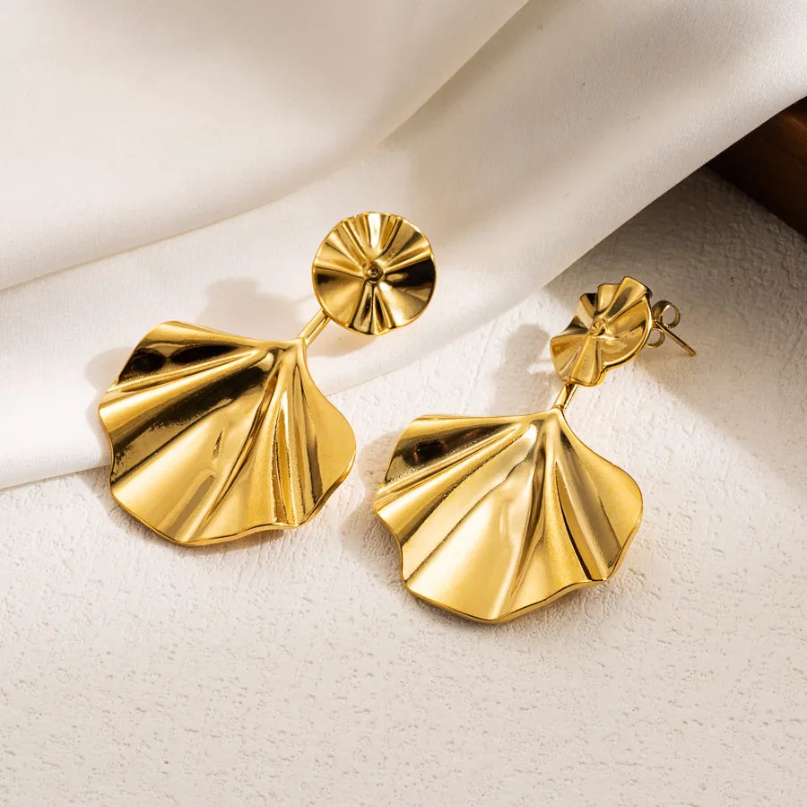 Aretes Hoja Acero Inoxidable