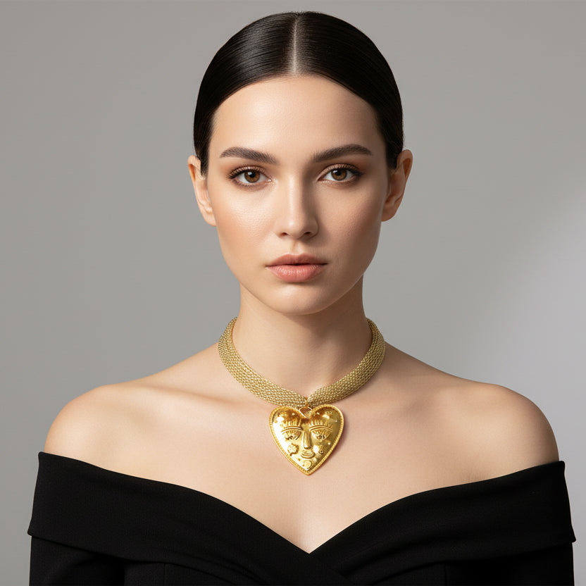 Collar Hilo Dorado Corazón Acero Inoxidable