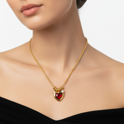 Collar Corazón Zirconia Acero Inoxidable