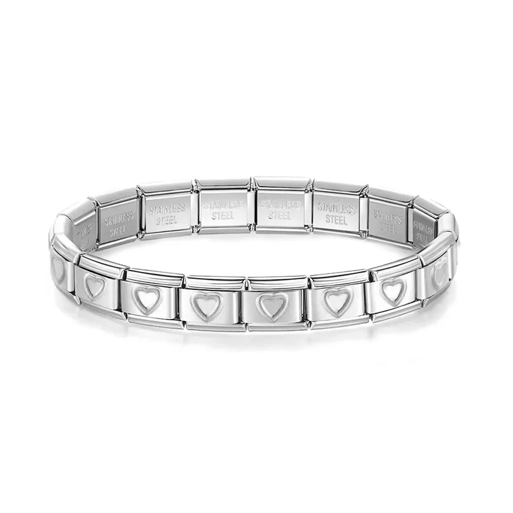 Pulsera Italiana Corazones Acero Inoxidable