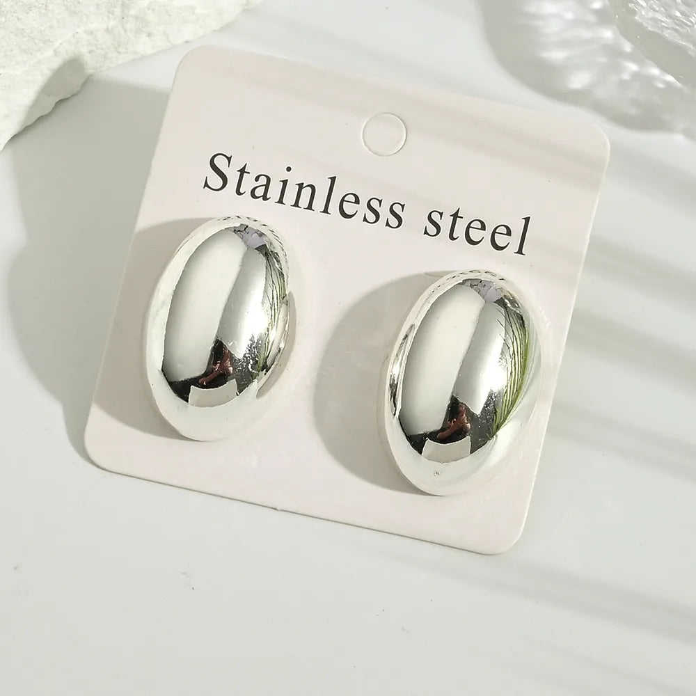 Aretes Oval Acero Inoxidable