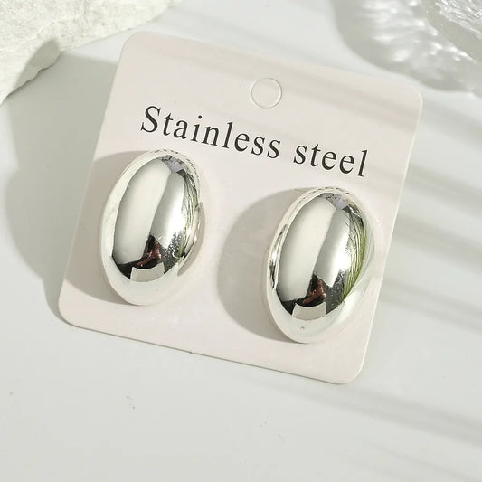 Aretes Oval Acero Inoxidable