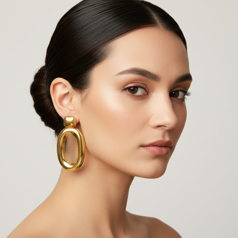 Aretes Ovalados Acero Inoxidable