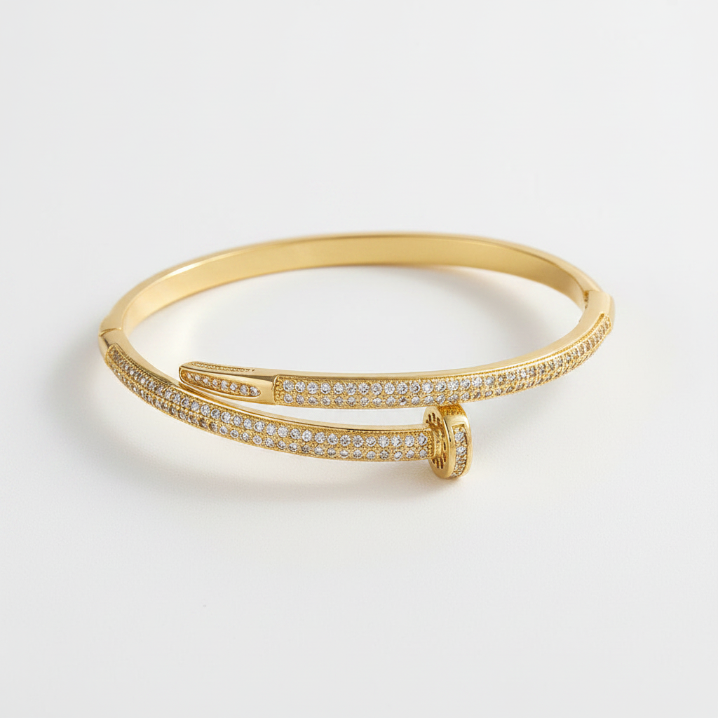 Pulsera Clavo Circón Chapado en Oro