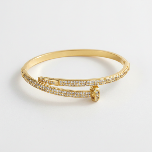 Pulsera Clavo Circón Chapado en Oro