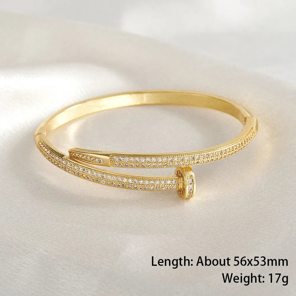 Pulsera Clavo Circón Chapado en Oro