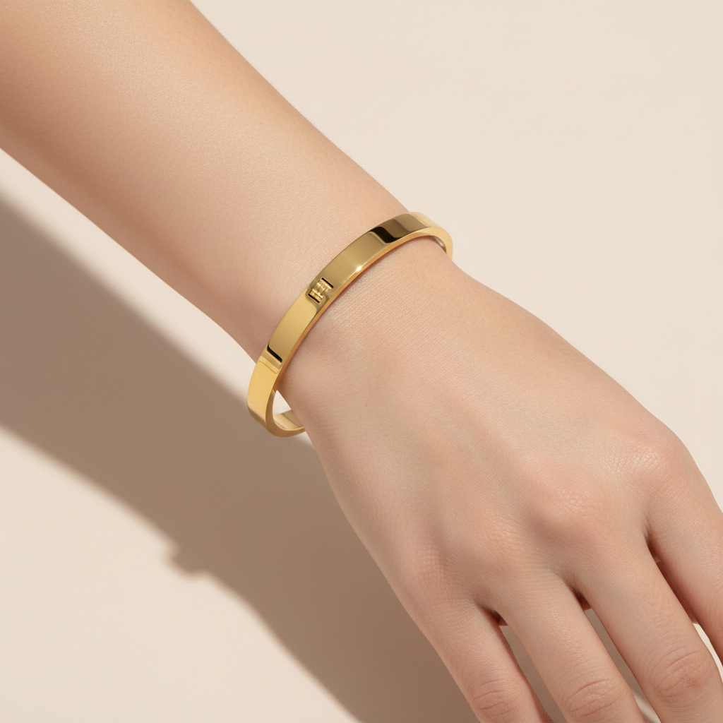 Pulsera Rígida Dorada Acero Inoxidable