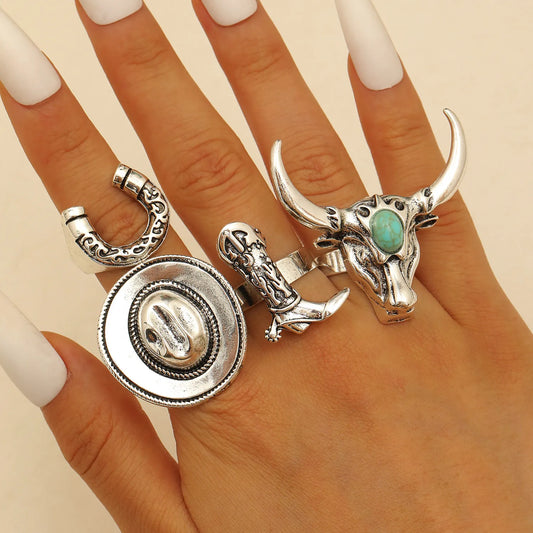 Set Anillos Abiertos Vaqueros Aleación