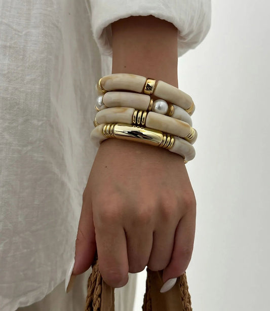 Set Pulseras Tubulares Elásticas Acrílico