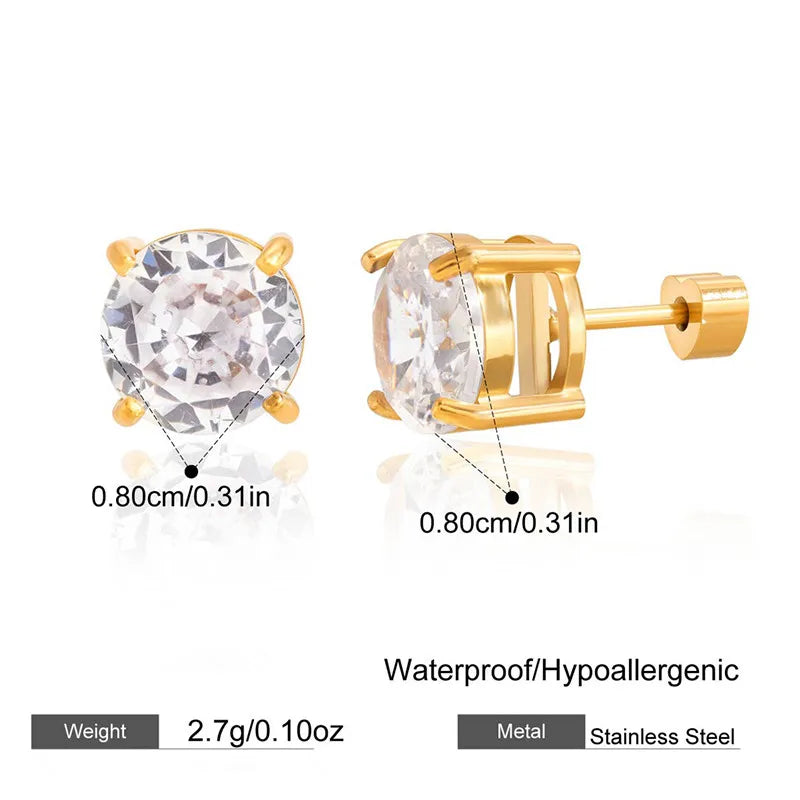 Aretes Redondo Dorado Acero Inoxidable