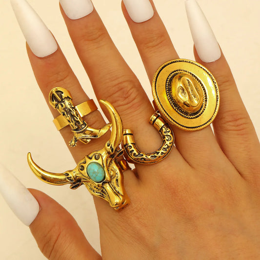 Set Anillos Abiertos Vaqueros Aleación