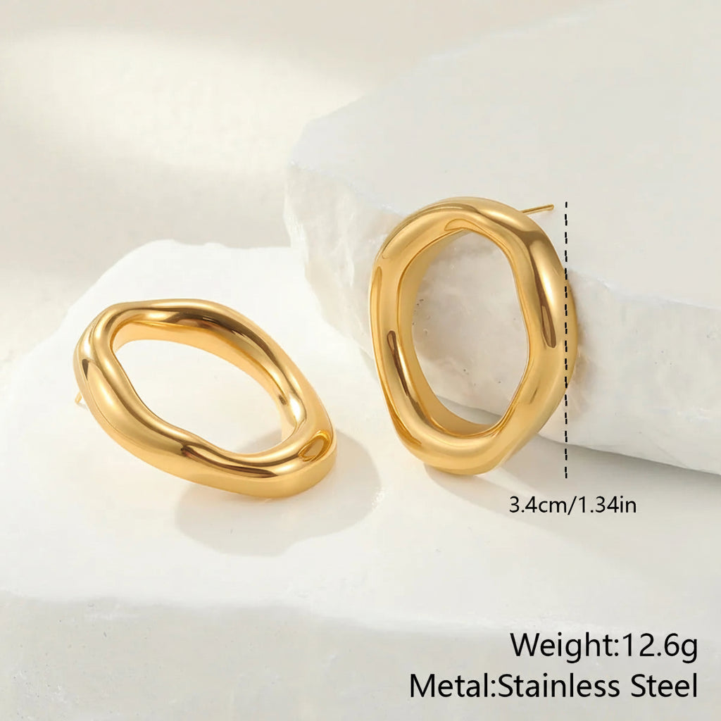Aretes Ovalo Acero Inoxidable