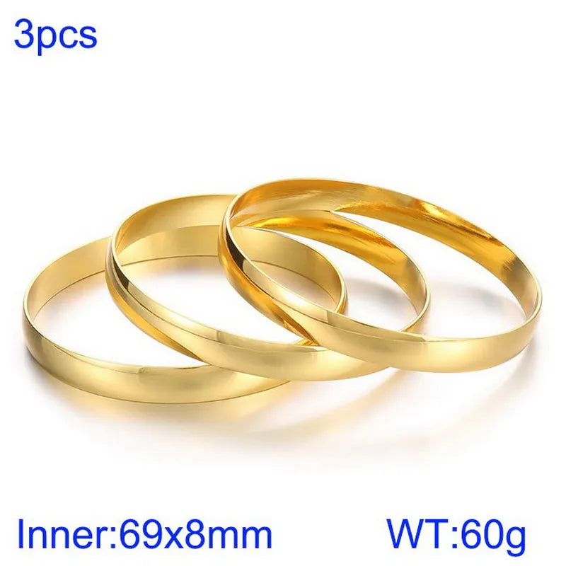 Set Tres Pulseras Doradas Acero Inoxidable