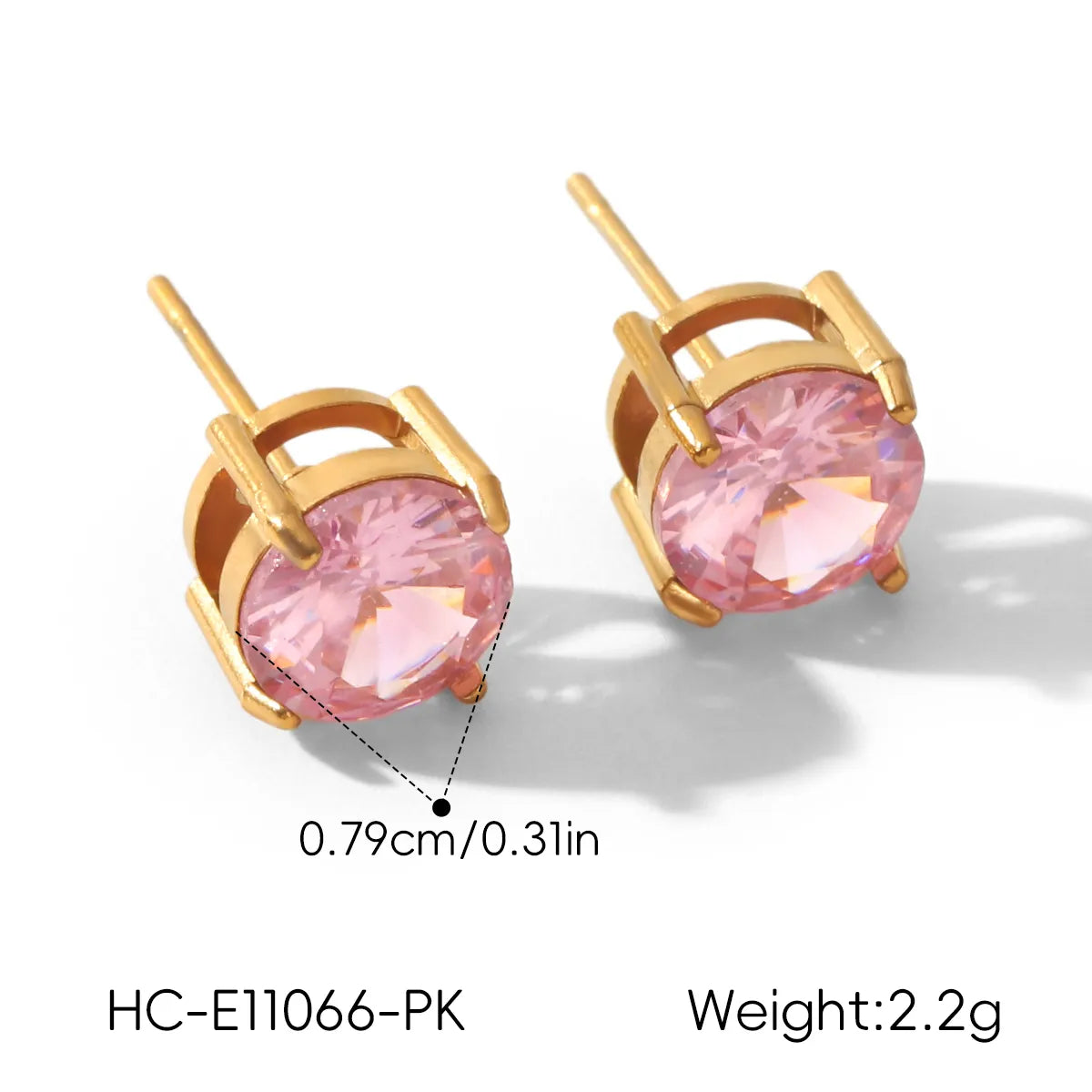 Aretes Circón Rosa Acero Inoxidable