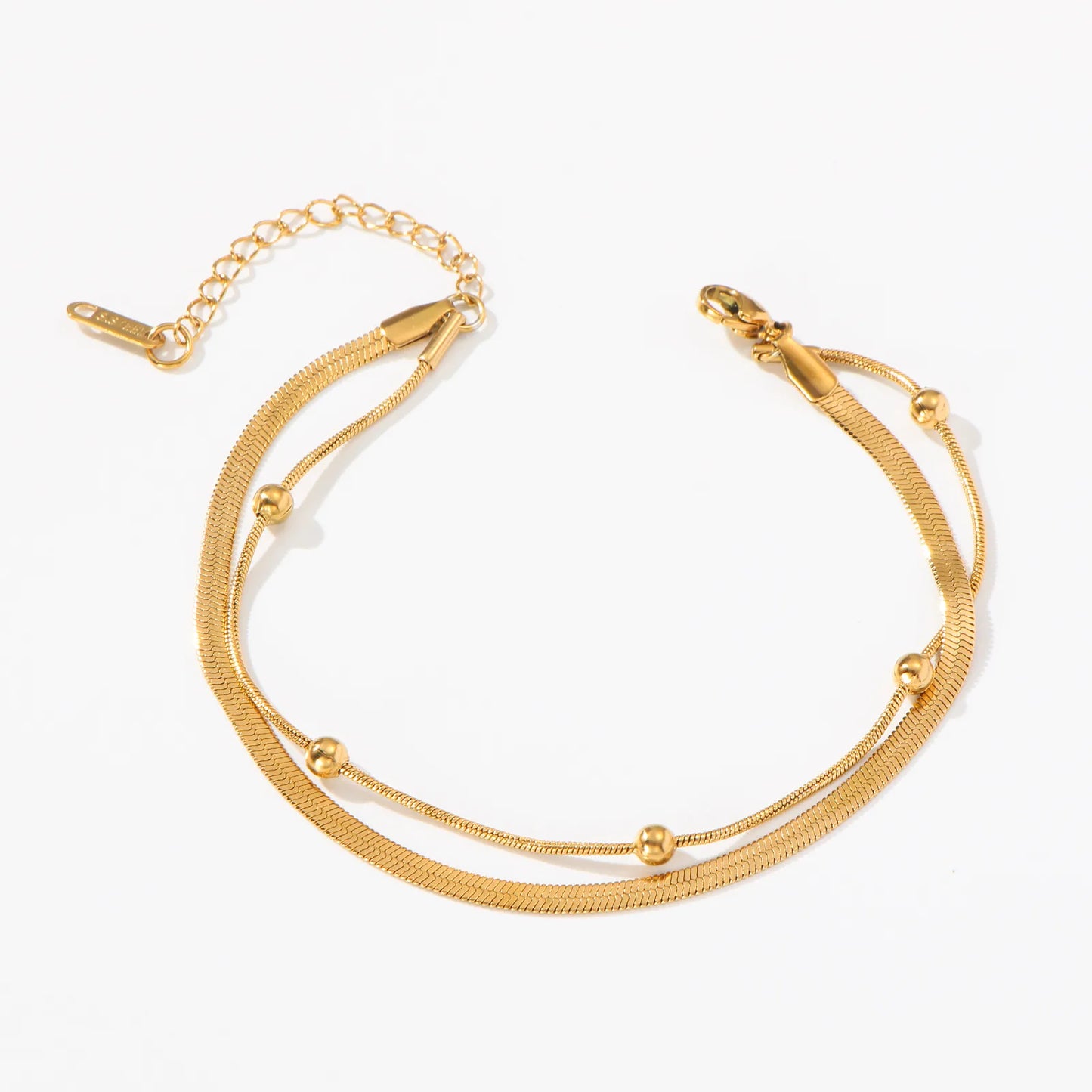 Pulsera Doble Bolitas Acero Inoxidable