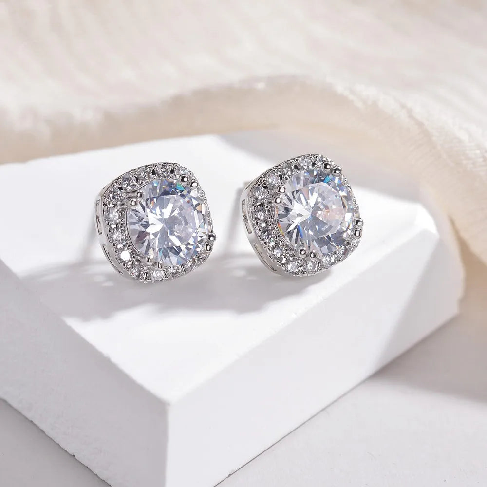 Aretes Cuadrado Circón Cobre