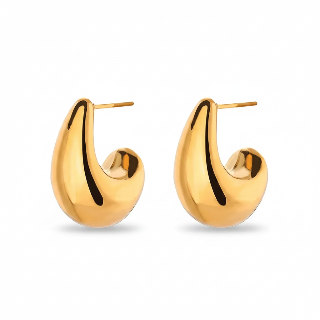 Aretes Gota Dorados Acero Inoxidable