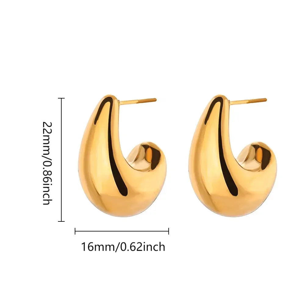 Aretes Gota Dorados Acero Inoxidable