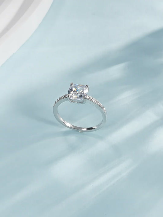 Anillo Circón Cuadrado Plata De Ley 925