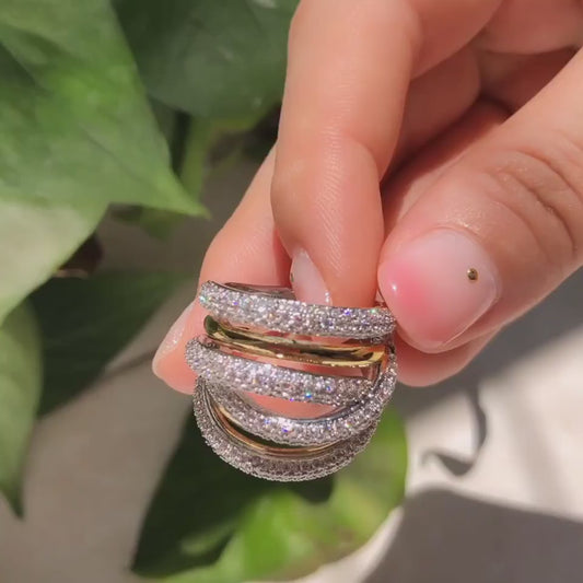Anillo Lujoso Cobre Chapado En Oro