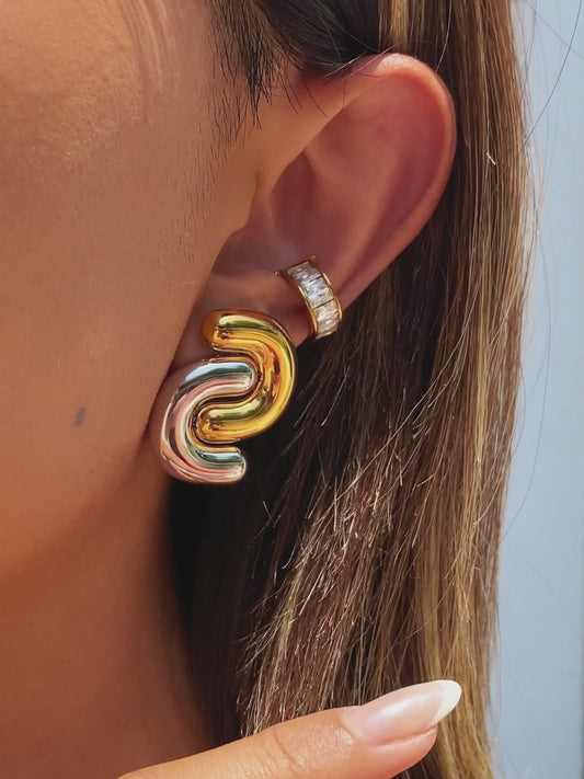 Aretes Bicolor Acero Inoxdidable