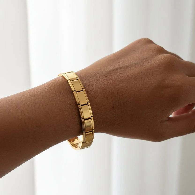 Pulsera Italiana Dorada Acero Inoxidable