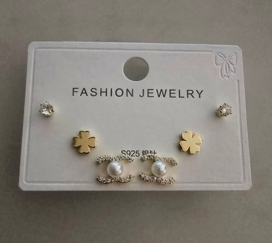 Set Aretes Perla Plata De Ley