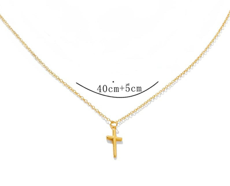 Collar Cruz Plata Esterlina Chapado 18k