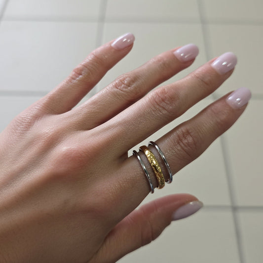 Anillo Triple Bicolor Acero Inoxidable