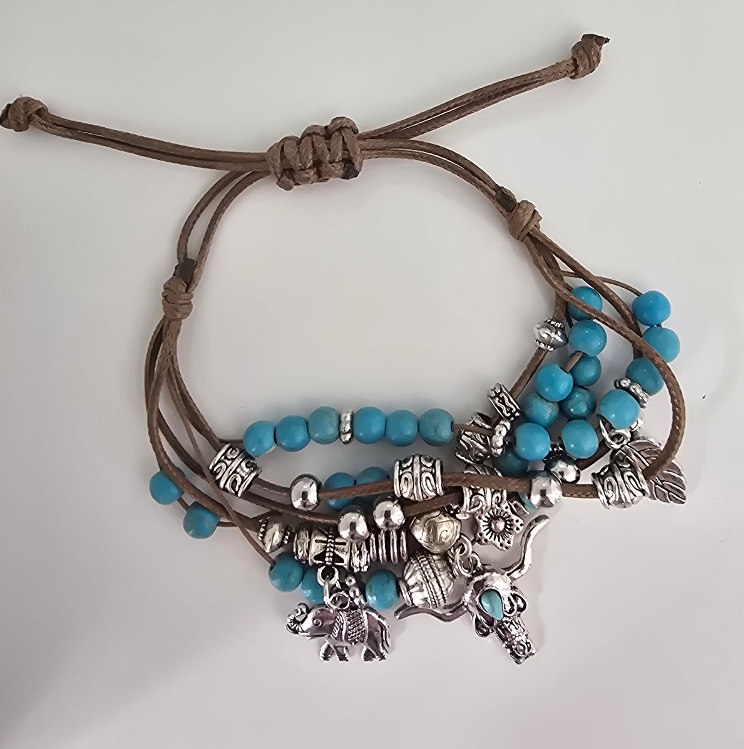 Pulsera Elefante Toro Turquesa Aleación