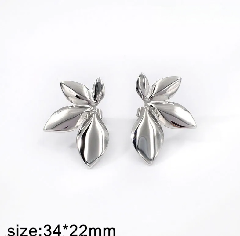 Aretes Hojas Acero Inoxidable