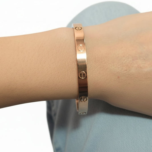 Pulsera Círculos Oro Rosado Acero Inoxidable