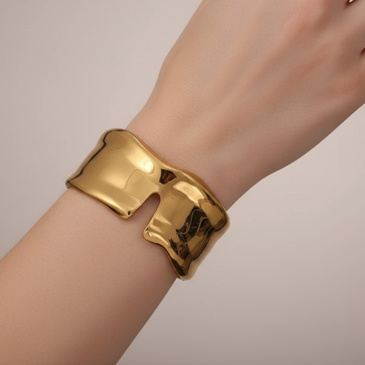 Pulsera Gruesa Dorada Acero Inoxidable